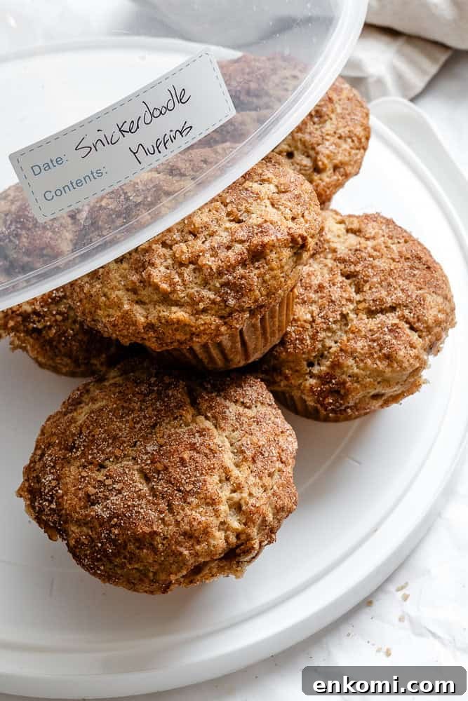 Completed Snickerdoodle Muffins (Egg-Free) in a storage container.