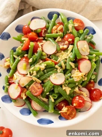 Italian green bean salad in a bowl.