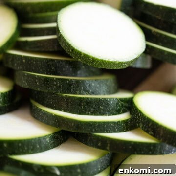 Sliced zucchini in half inch pieces.