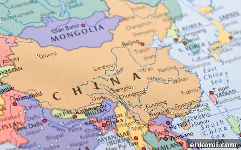 detailed map of china and surrounding countries