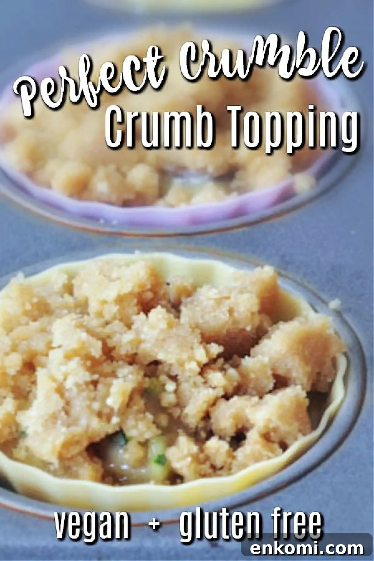 How to make perfect gluten free crumb topping: crumble on top of unbaked muffins.