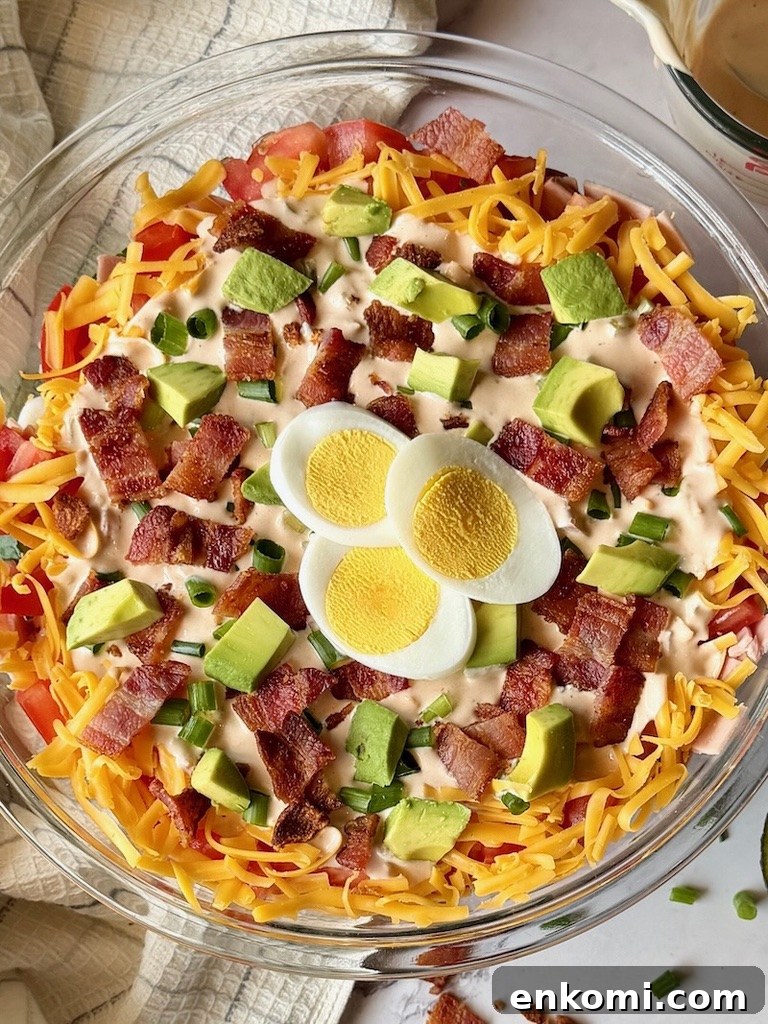 One-Pan Egg Roll Bowls with Ground Pork and Cabbage 13 Layered Cobb Salad with Homemade Thousand Island