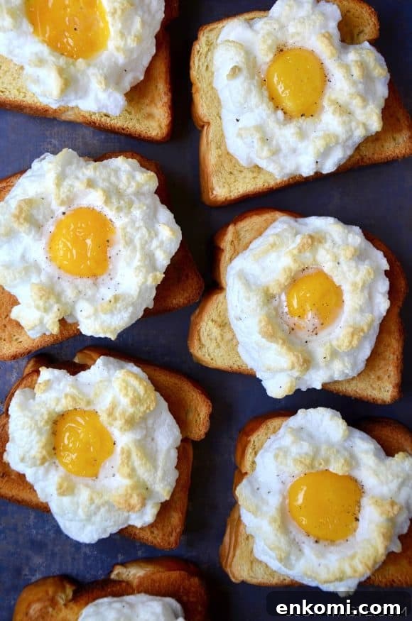 Fluffy Cloud Eggs on Crispy Toast 2 Cloud Eggs on Toast