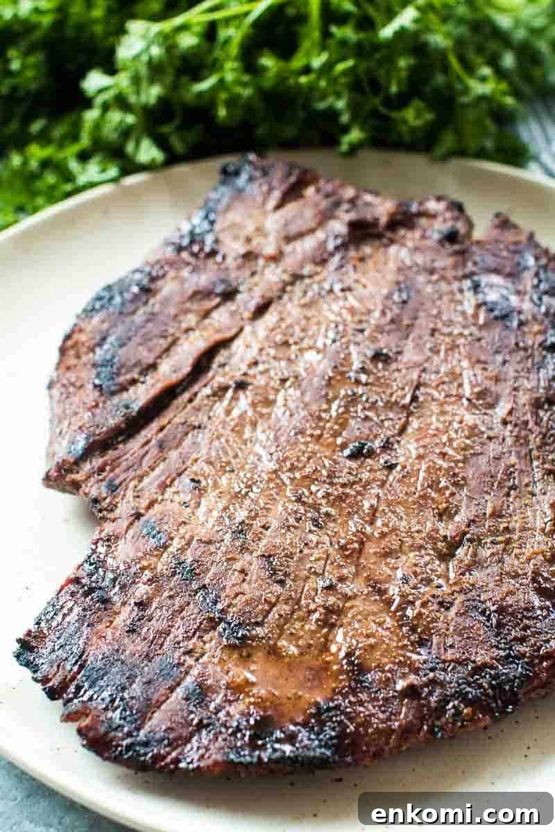 Smoked Flank Steak on plate
