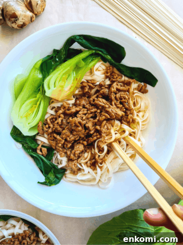 Chinese pork mince noodles