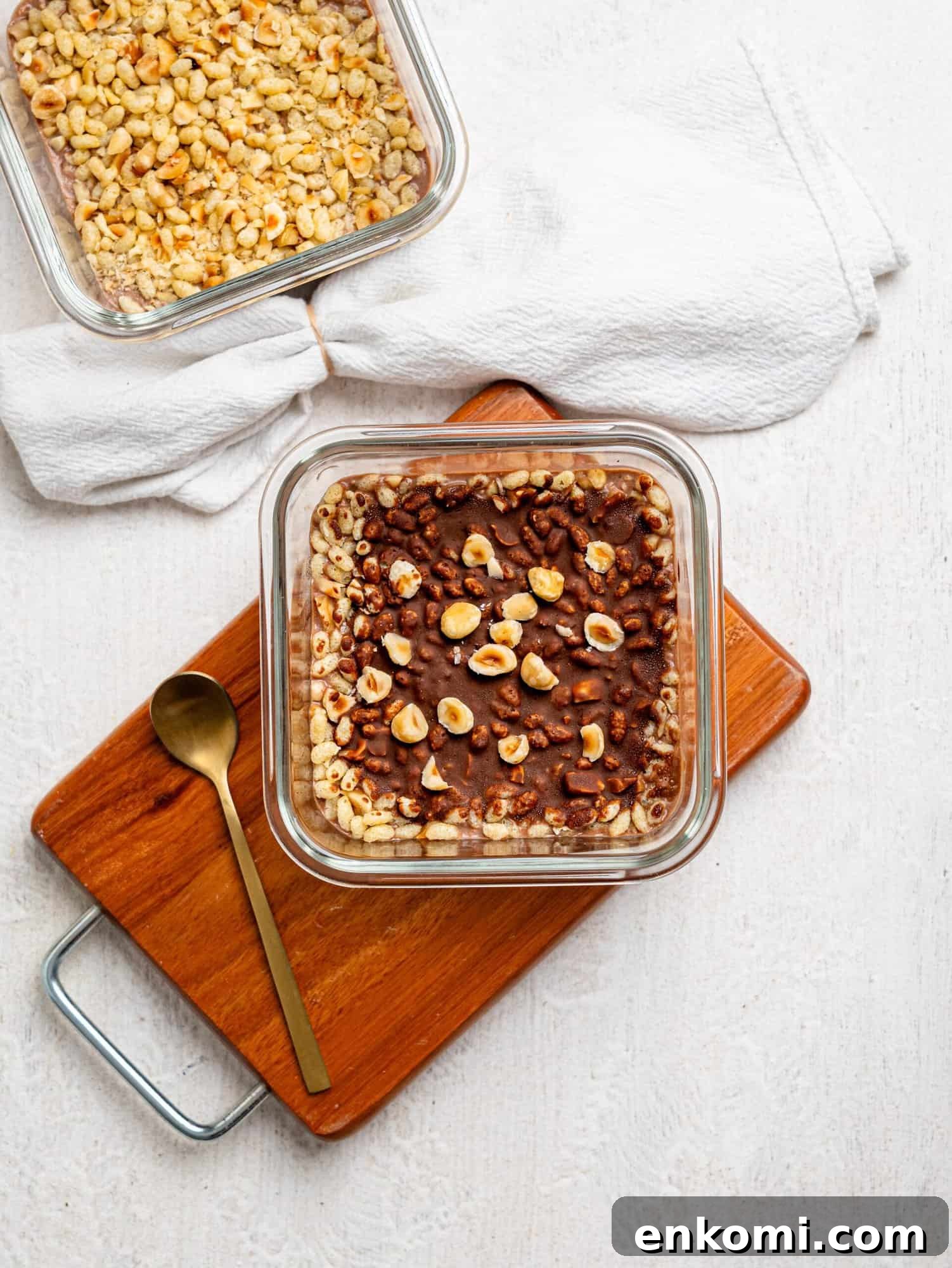 Ferrero Rocher Protein Overnight Oats with chocolate shell.