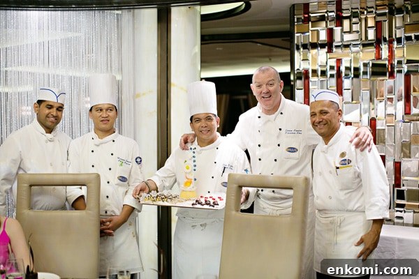 The kitchen and service team behind the Regal Princess Chef's Table Lumiere.
