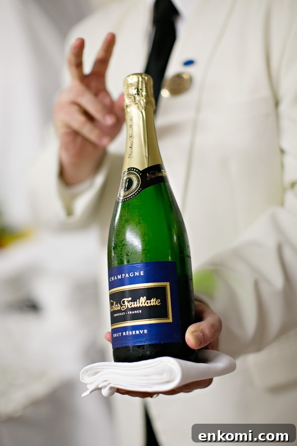 Champagne served during the Chef's Table Lumiere on Regal Princess.