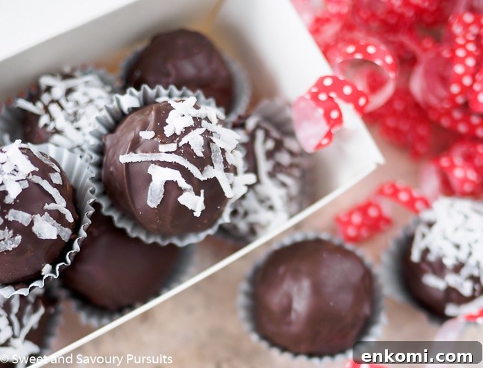 Box of Double Chocolate Coconut Almond Truffles.