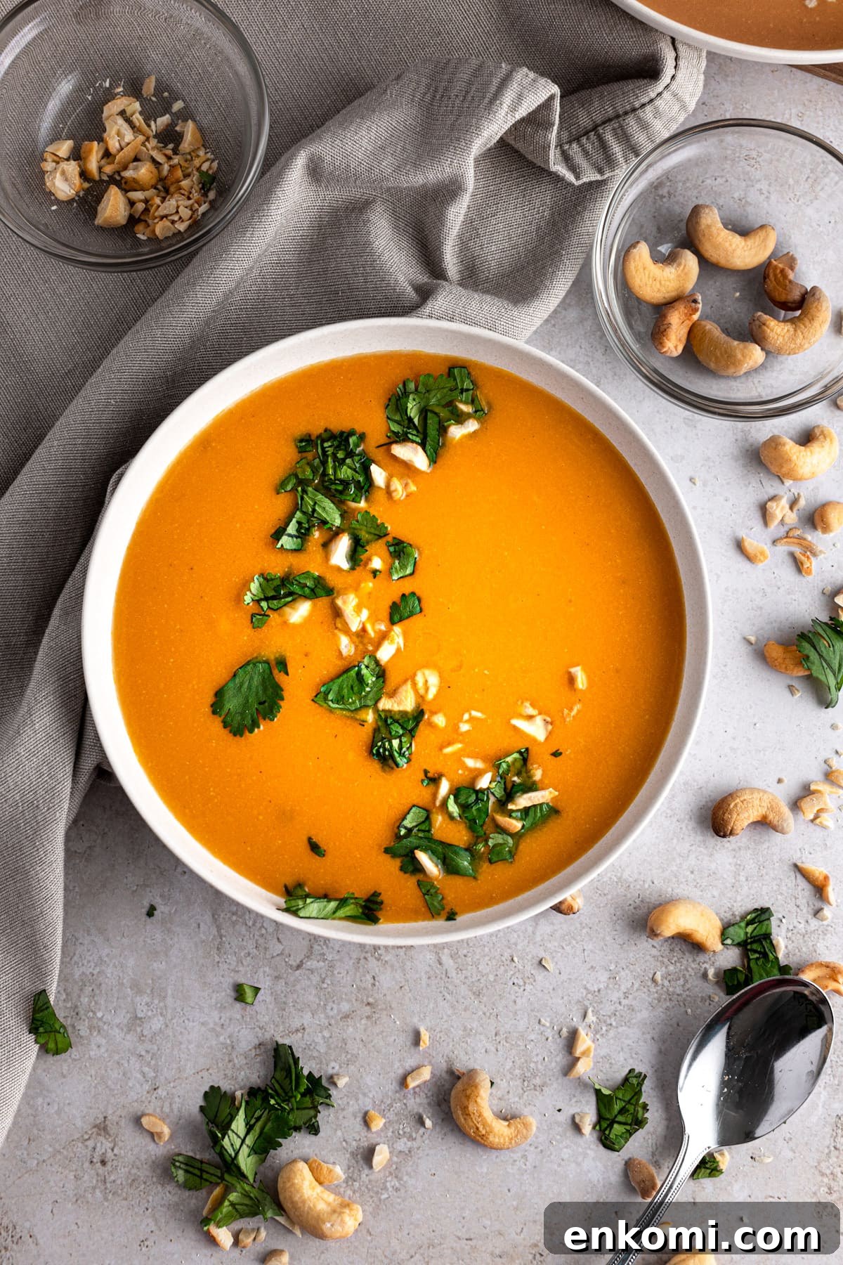 a bowl of carrot ginger soup
