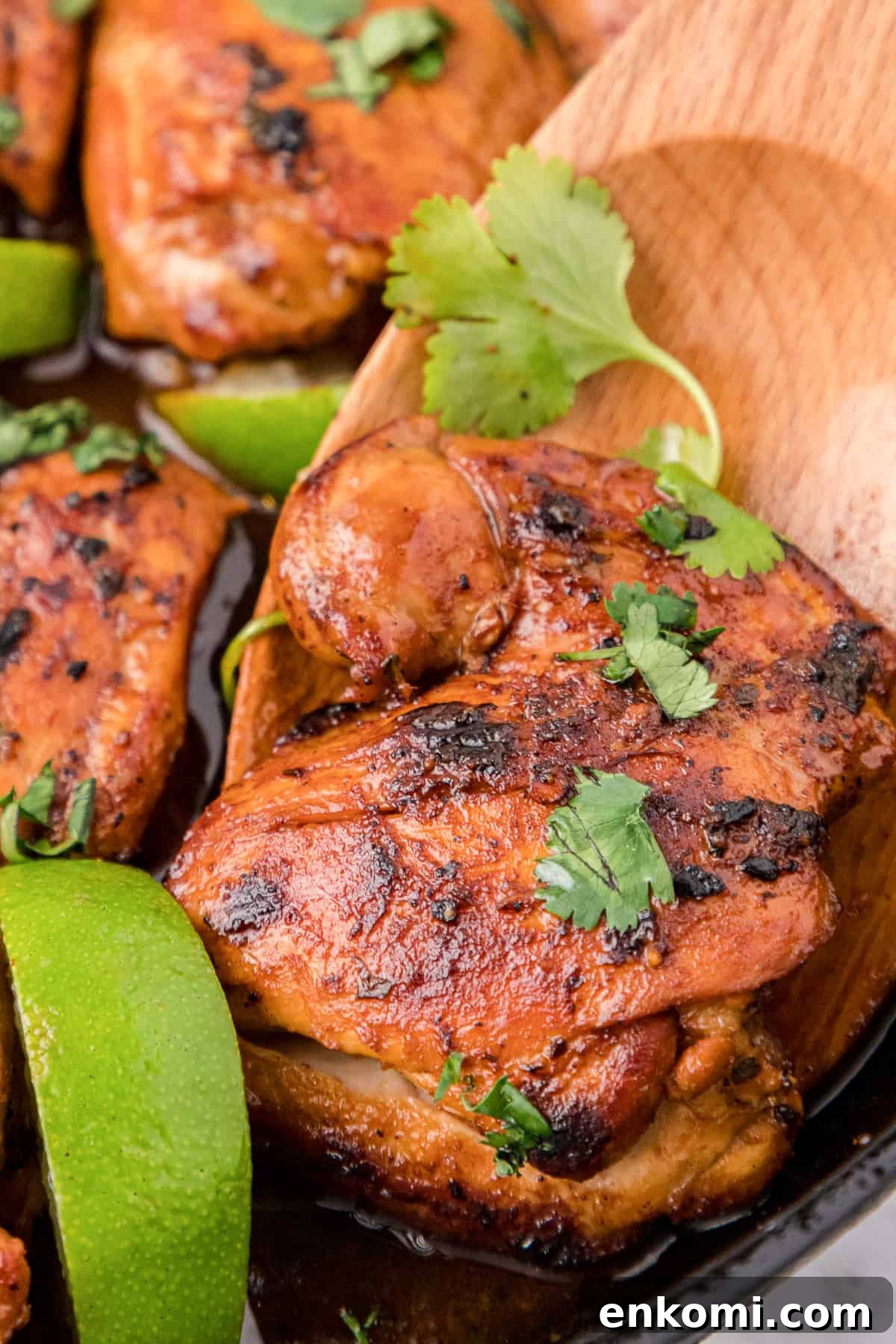 close up of cilantro lime chicken