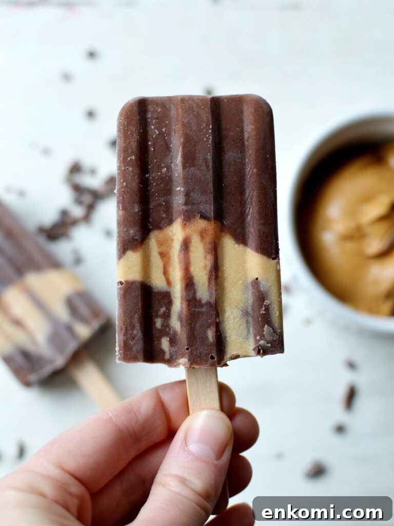 a chocolate and peanut butter popsicle