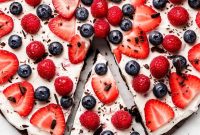 Chocolate Brownie Pizza Topped with Fresh Berries