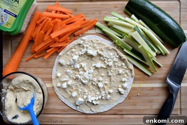 Hummus Quesadillas with Feta and Vegetables