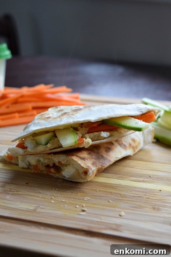 Hummus Quesadillas with Feta and Vegetables