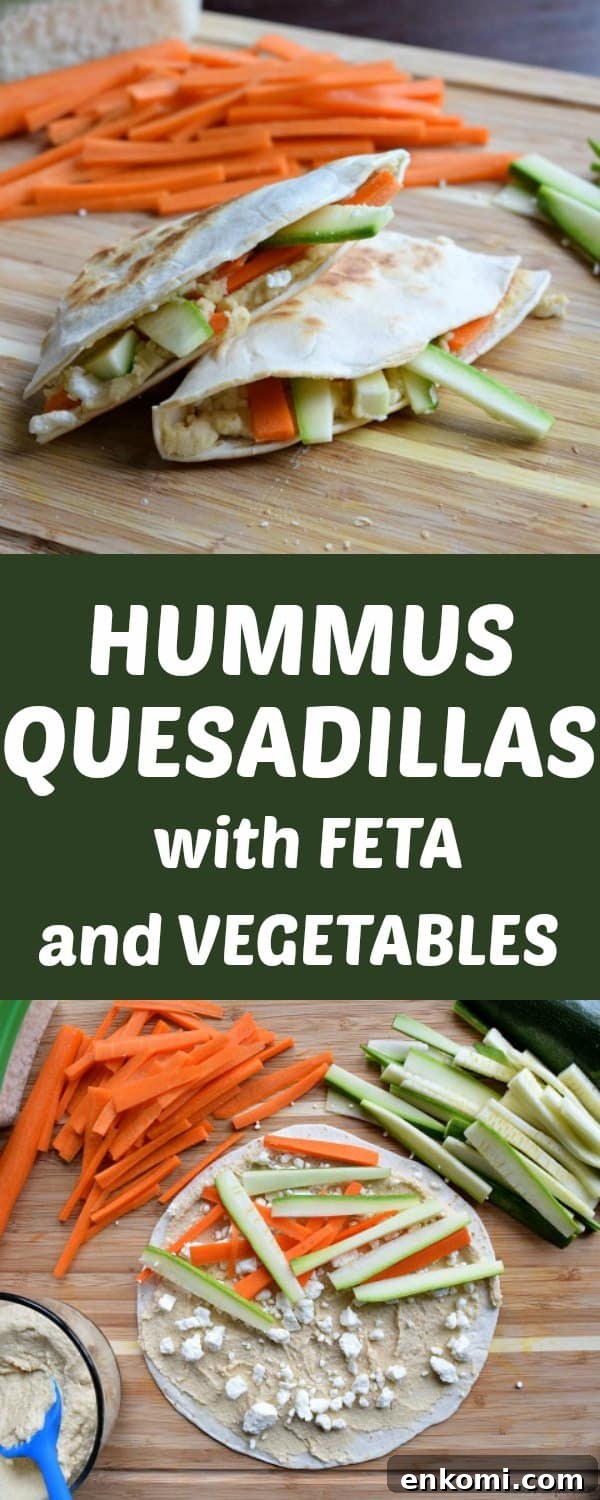 Hummus Quesadillas with Feta and Vegetables