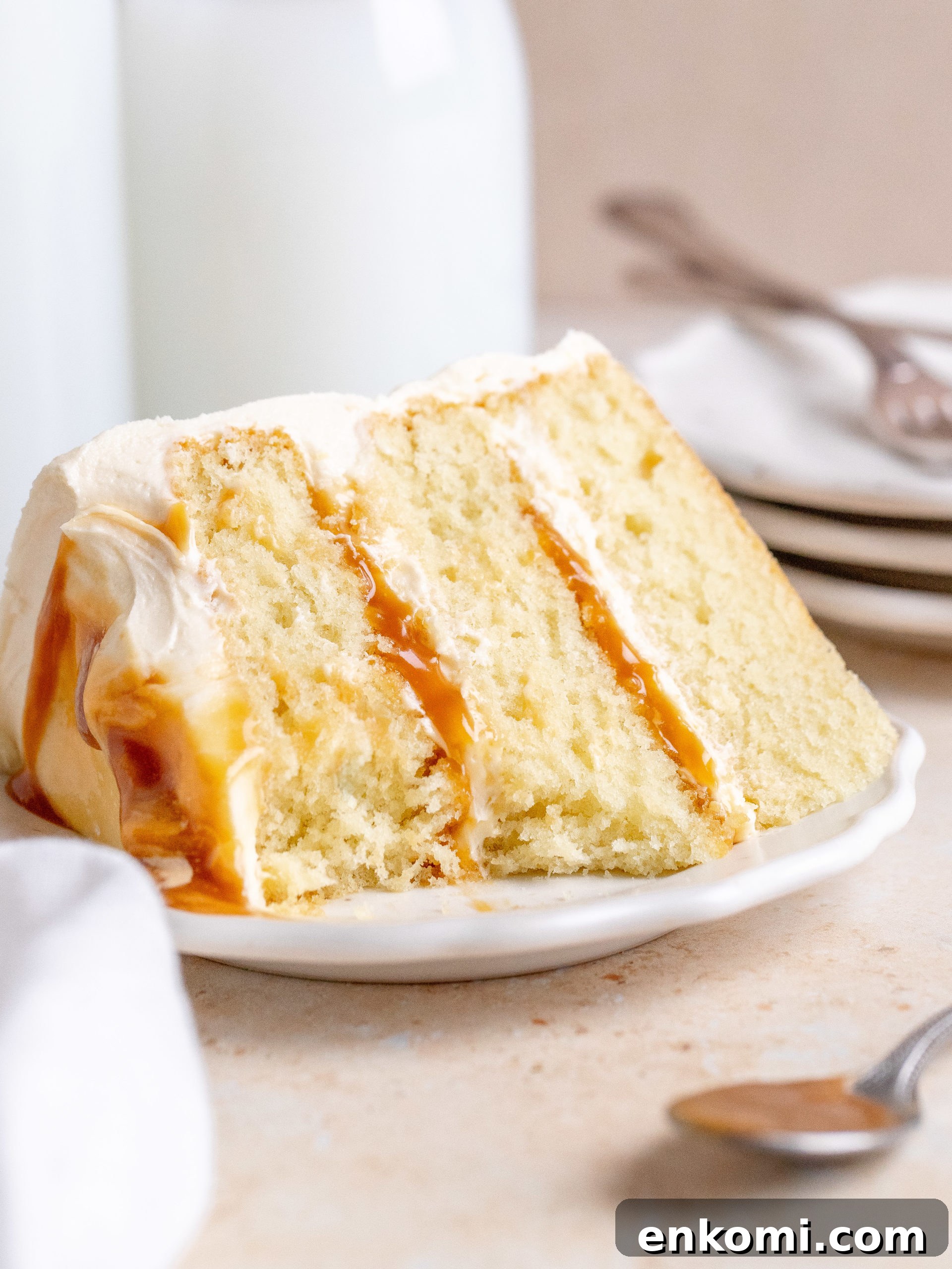 Decadent Salted Caramel Layer Cake Recipe 9 Cake slice on plate