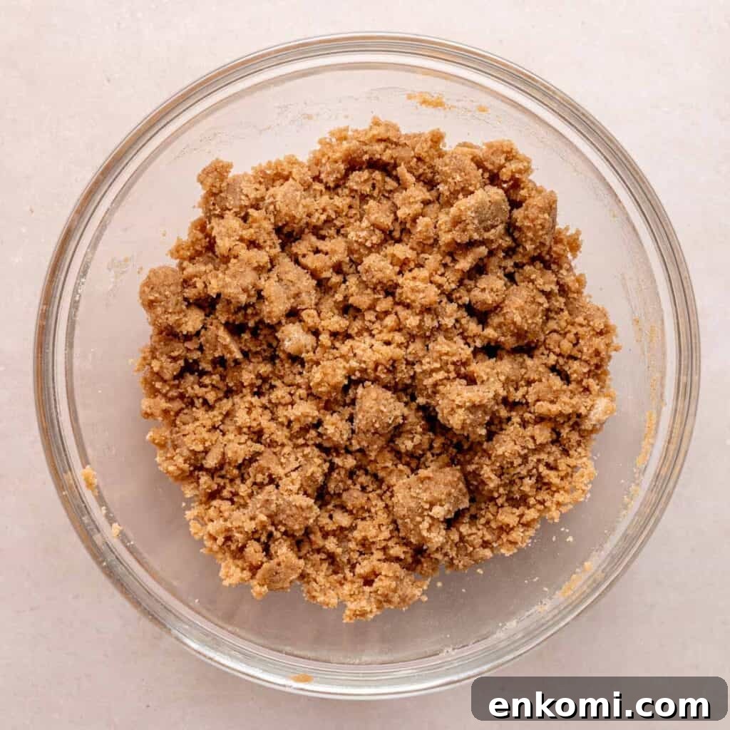Cinnamon streusel cake topping in a bowl.