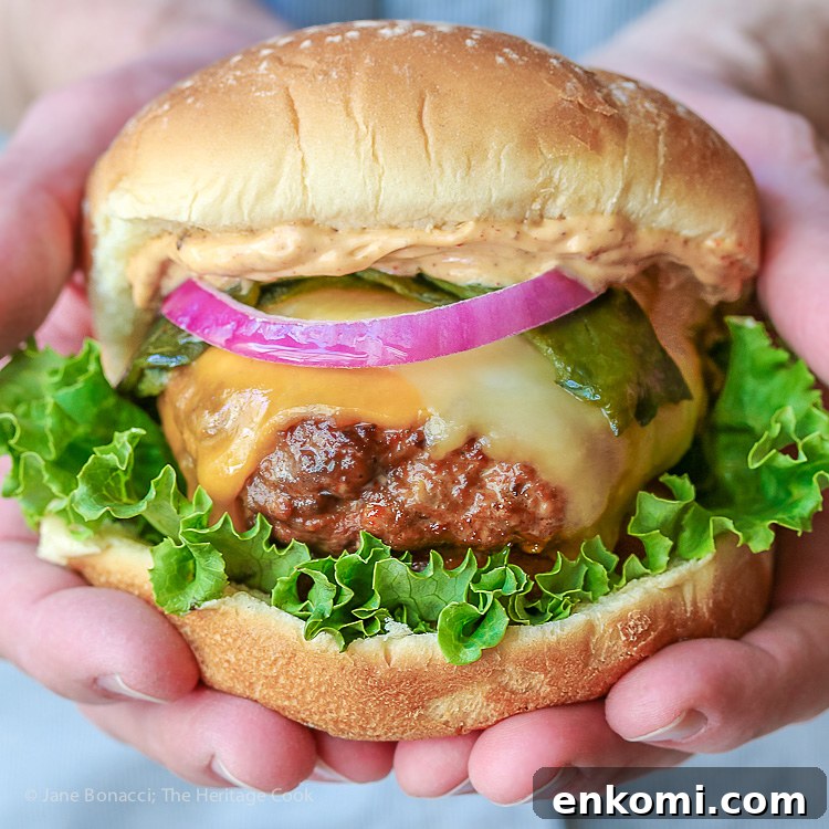Chorizo Poblano Cheeseburgers; Gluten Free Festive Foods for Cinco de Mayo © 2017 Jane Bonacci, The Heritage Cook 