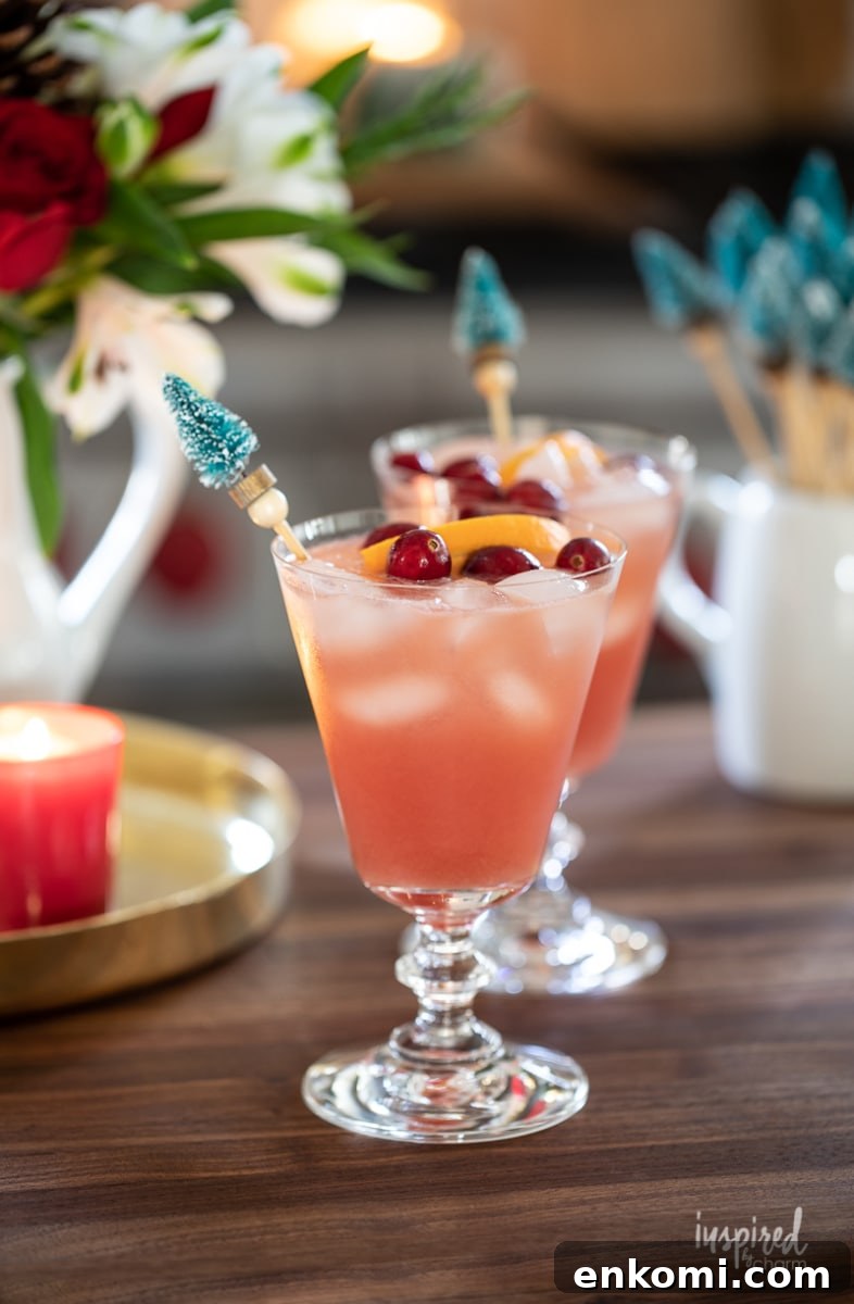 Bottle Brush Tree Drink Stirrers in christmas cocktails.