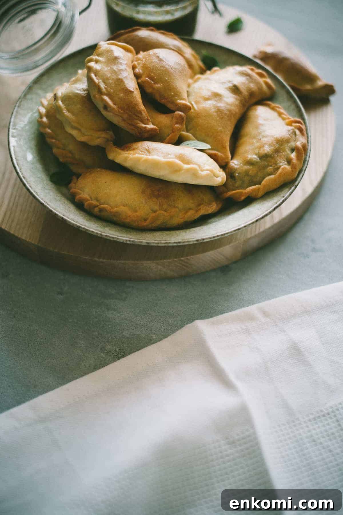 Savory Lamb Empanadas - Homemade Argentine Recipe 8 Lamb Empanadas with an oregano chimichurri dipping sauce