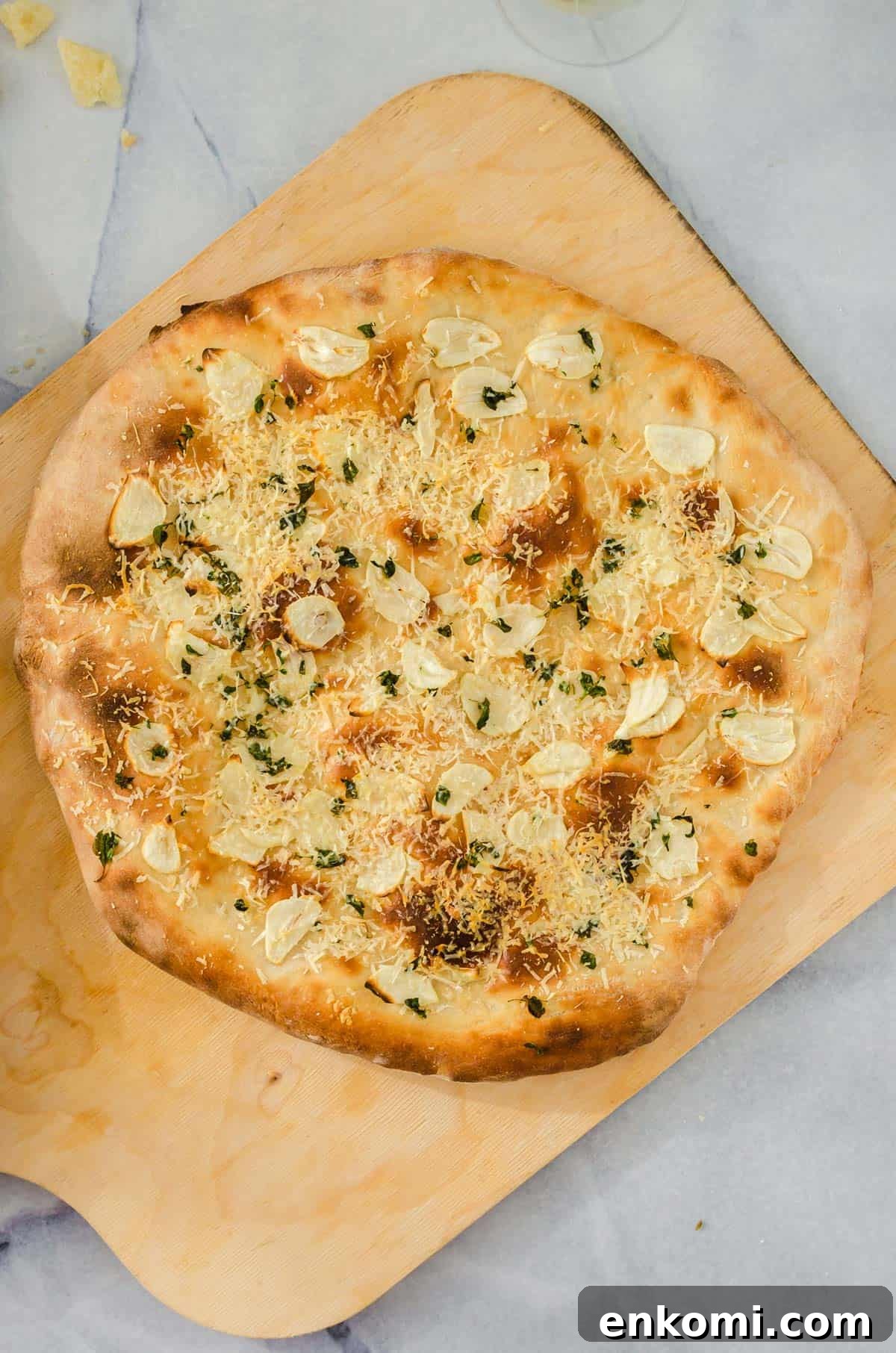 Garlic Lover's Pizza with Homemade Crust Recipe 8 A fresh-baked garlic pizza.