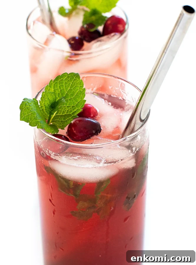 Holiday Cranberry Pomegranate Mojito