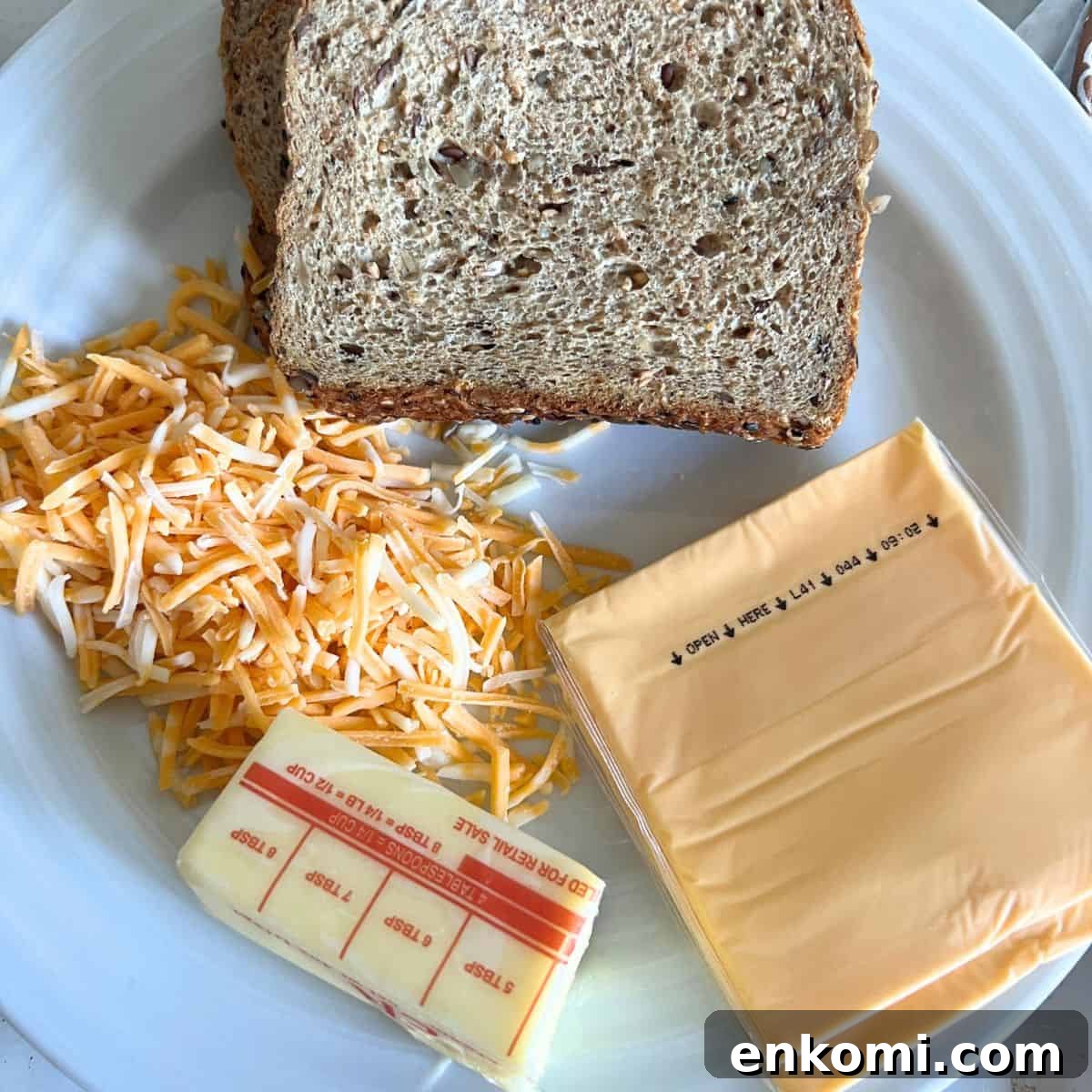Ingredients needed for Blackstone grilled cheese.