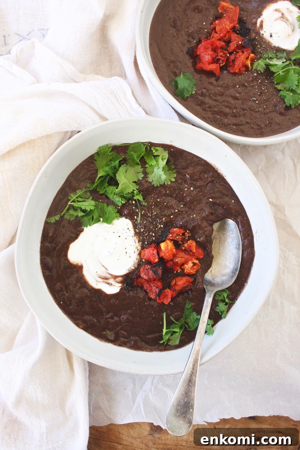 Bowl of black bean soup