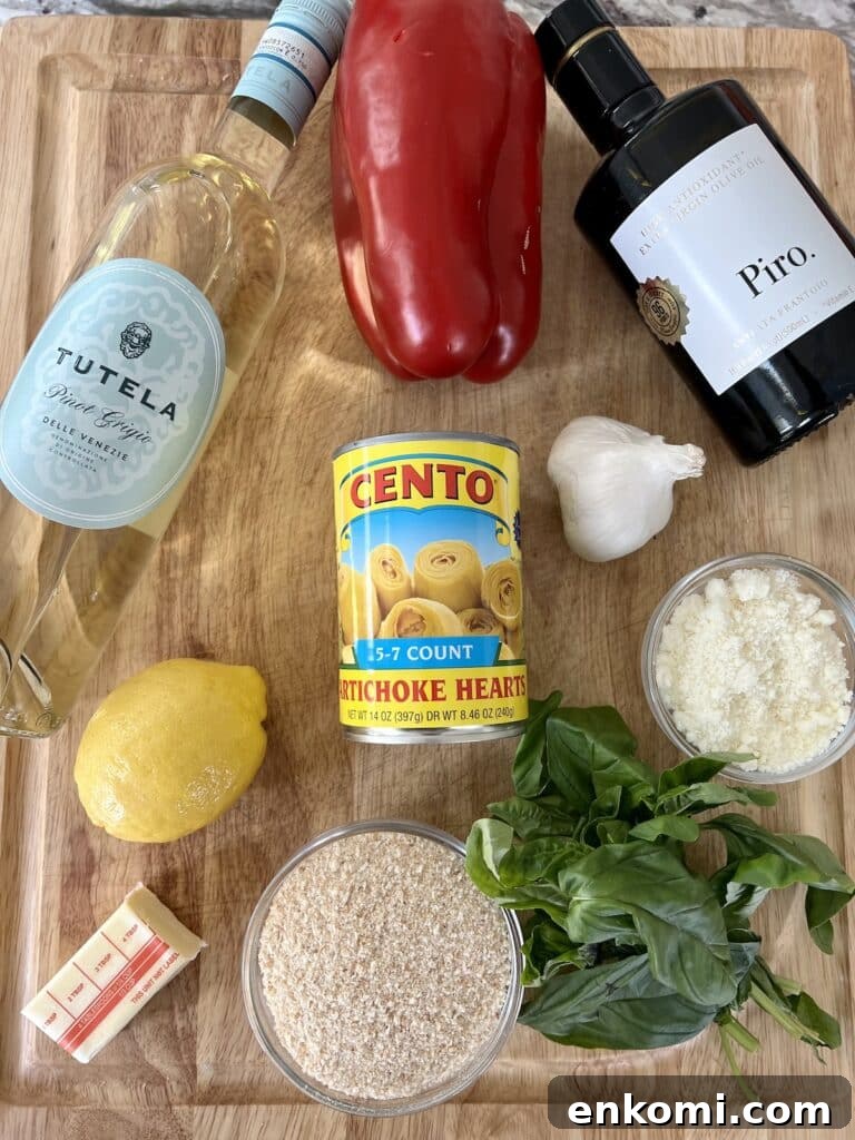 Oven-Roasted Italian Artichoke Hearts with Lemon Breadcrumbs 5 Ingredients for Italian artichoke hearts.