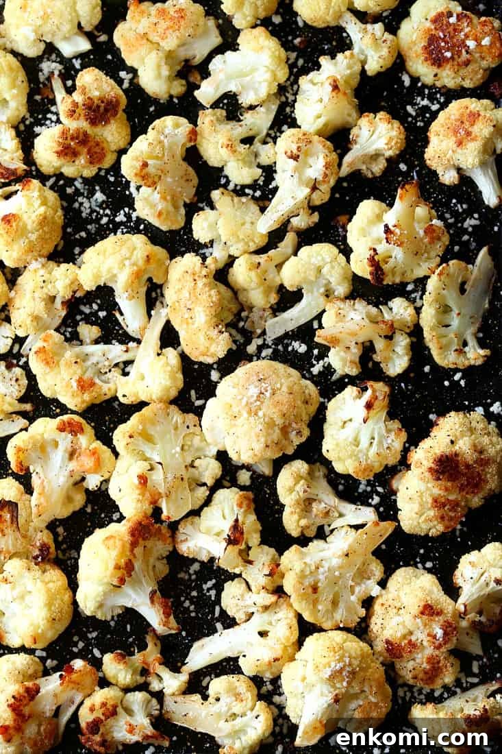 Parmesan Roasted Cauliflower on a sheet pan