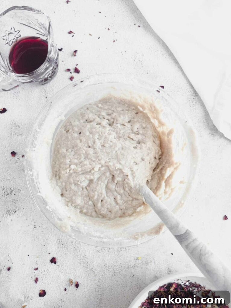Vegan Rose Loaf Cake with Silky Petal Glaze 9 the rose vegan batter is ready to bake
