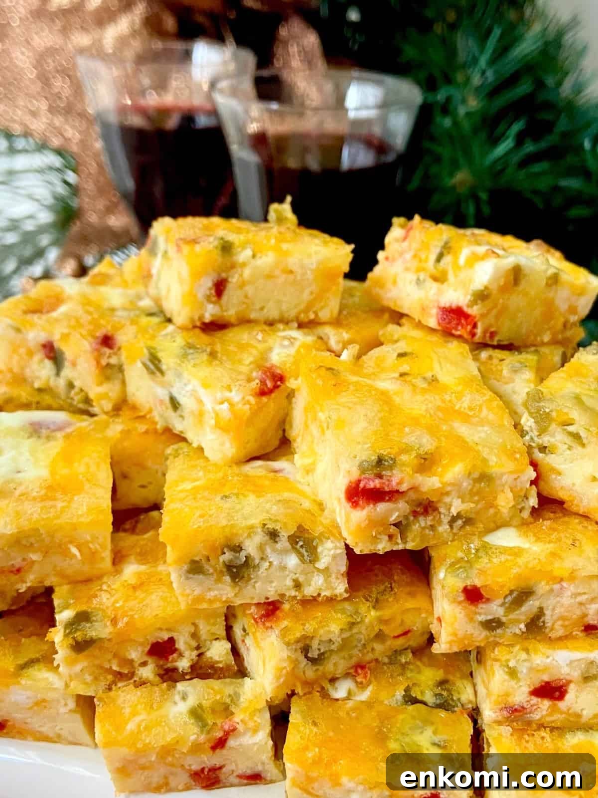 Cheesy jalapeno egg bites stacked on plate.