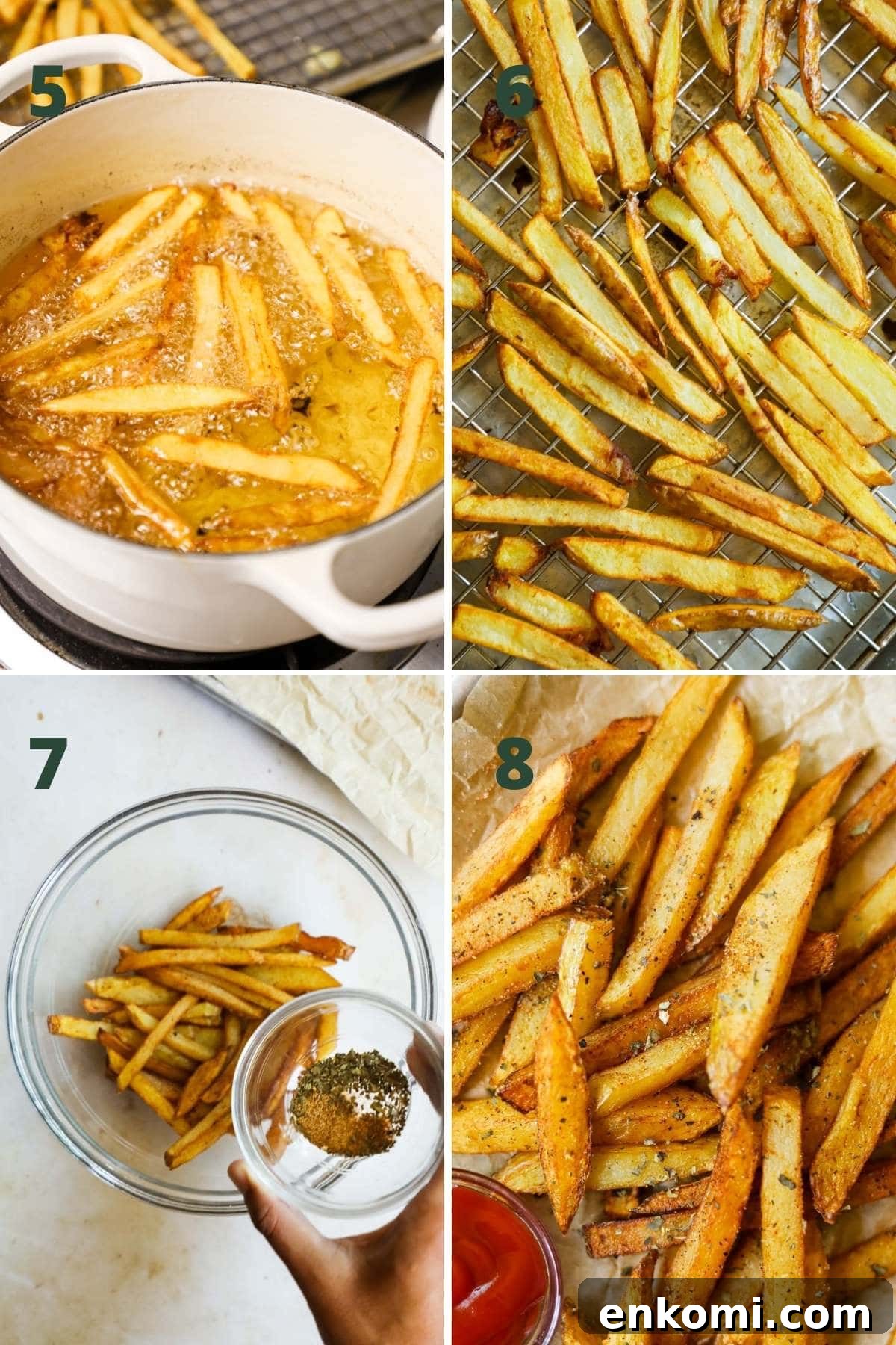 Crispy Homemade Seasoned French Fries 5 Steps to make classic seasoned French fries.