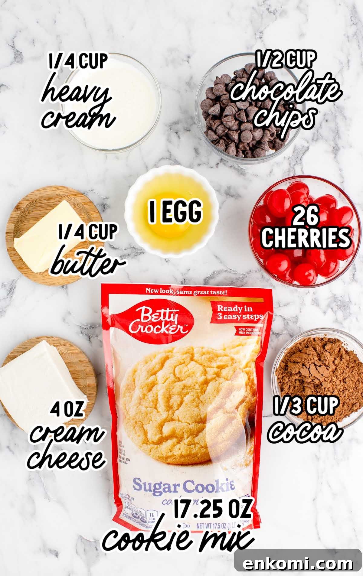 Chocolate Cherry Cookies raw ingredients that are labeled