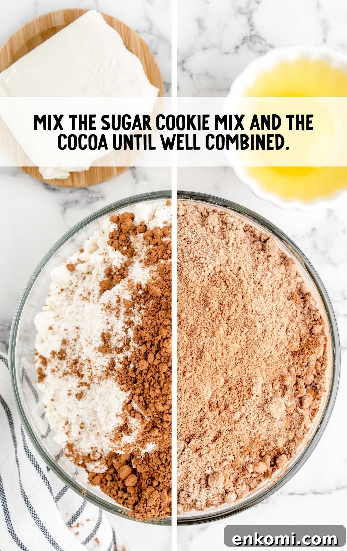 sugar cookie mix and cocoa combined together