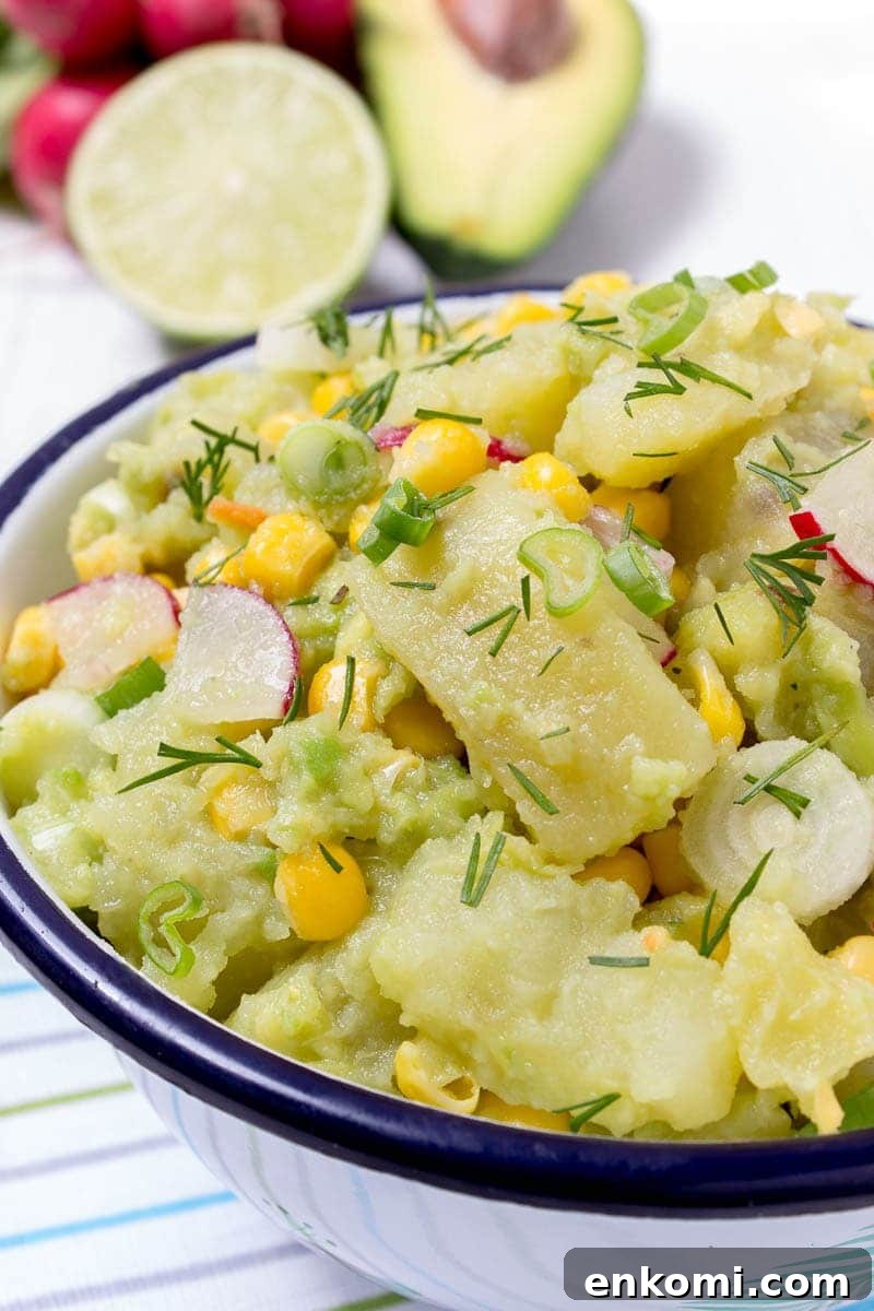 Creamy Avocado Potato Salad with Fresh Herbs 2 Creamy no-mayo Avocado Potato Salad with Spring Onions and Radishes