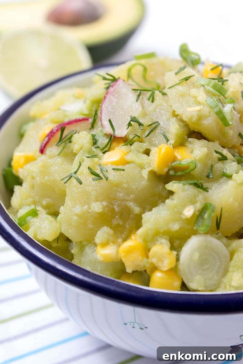 Creamy Avocado Potato Salad with Fresh Herbs 3 Creamy no-mayo Avocado Potato Salad with Spring Onions and Radishes