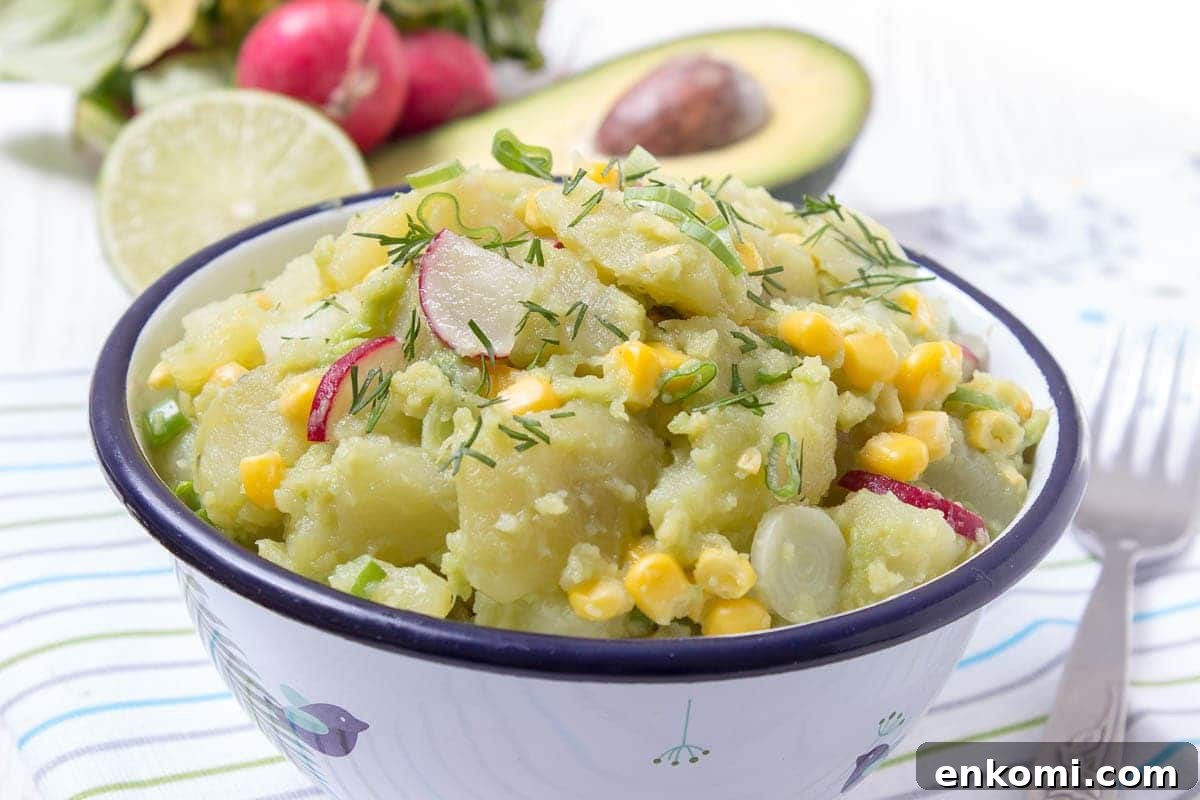 Creamy Avocado Potato Salad with Fresh Herbs 4 Creamy no-mayo Avocado Potato Salad with Spring Onions and Radishes