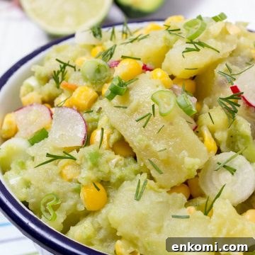 Avocado Potato Salad with Spring Onions and Radishes