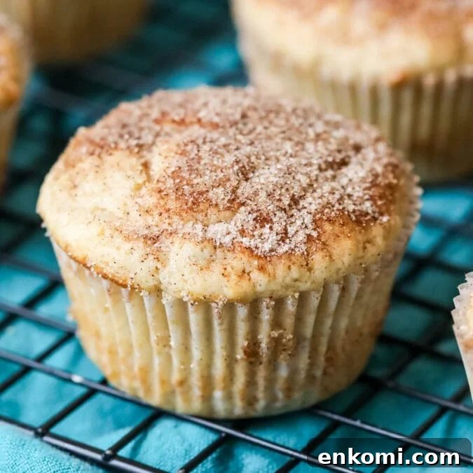 30 Muffin Recipes: Sweet, Savory & Seasonal Ideas 18 Cinnamon muffins on a cooling rack with a teal towel underneath.