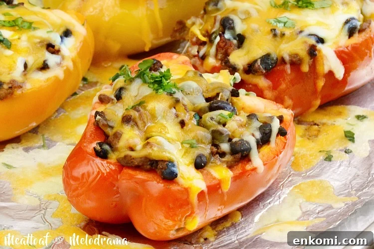sriracha beef taco stuffed peppers dinner