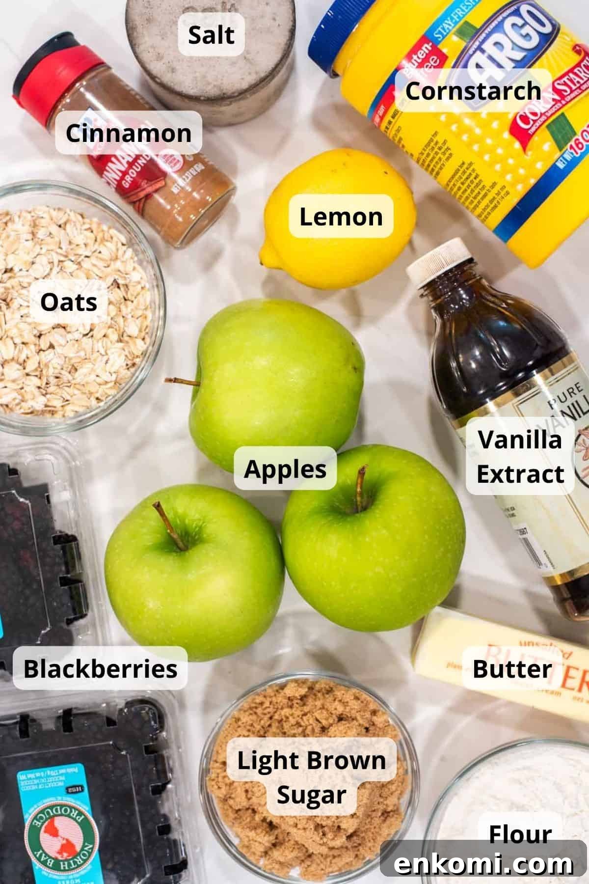Apple and Blackberry Crumble Recipe for Summer Desserts 3 Ingredients for apple blackberry crumble.