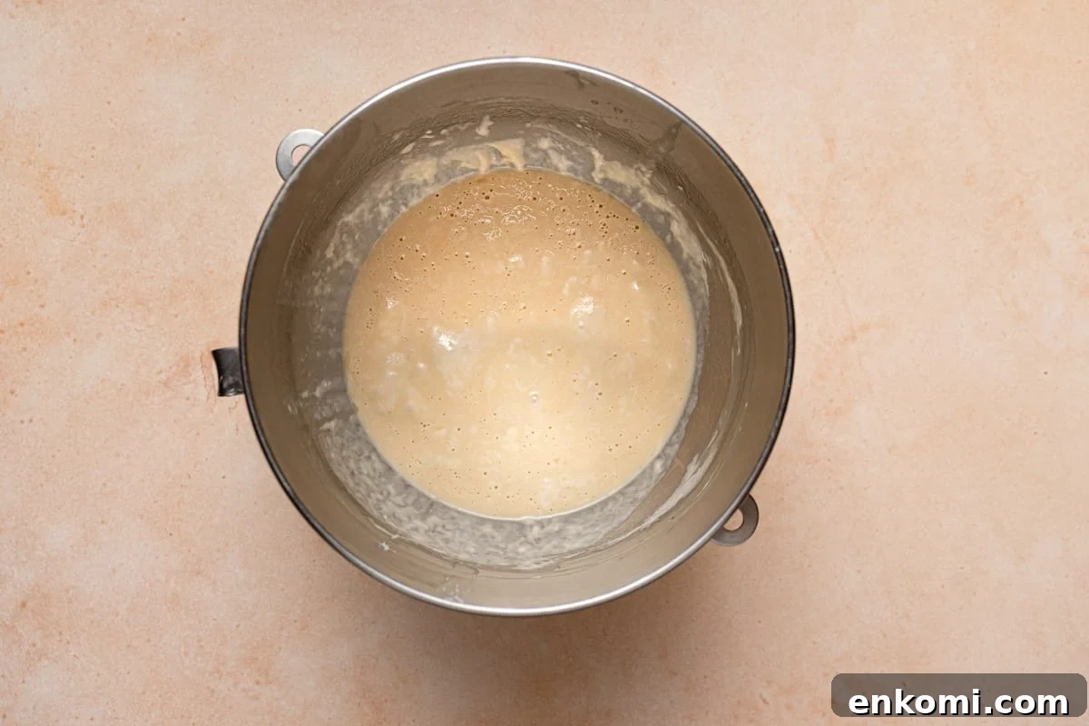 yeast sponge in a large bowl